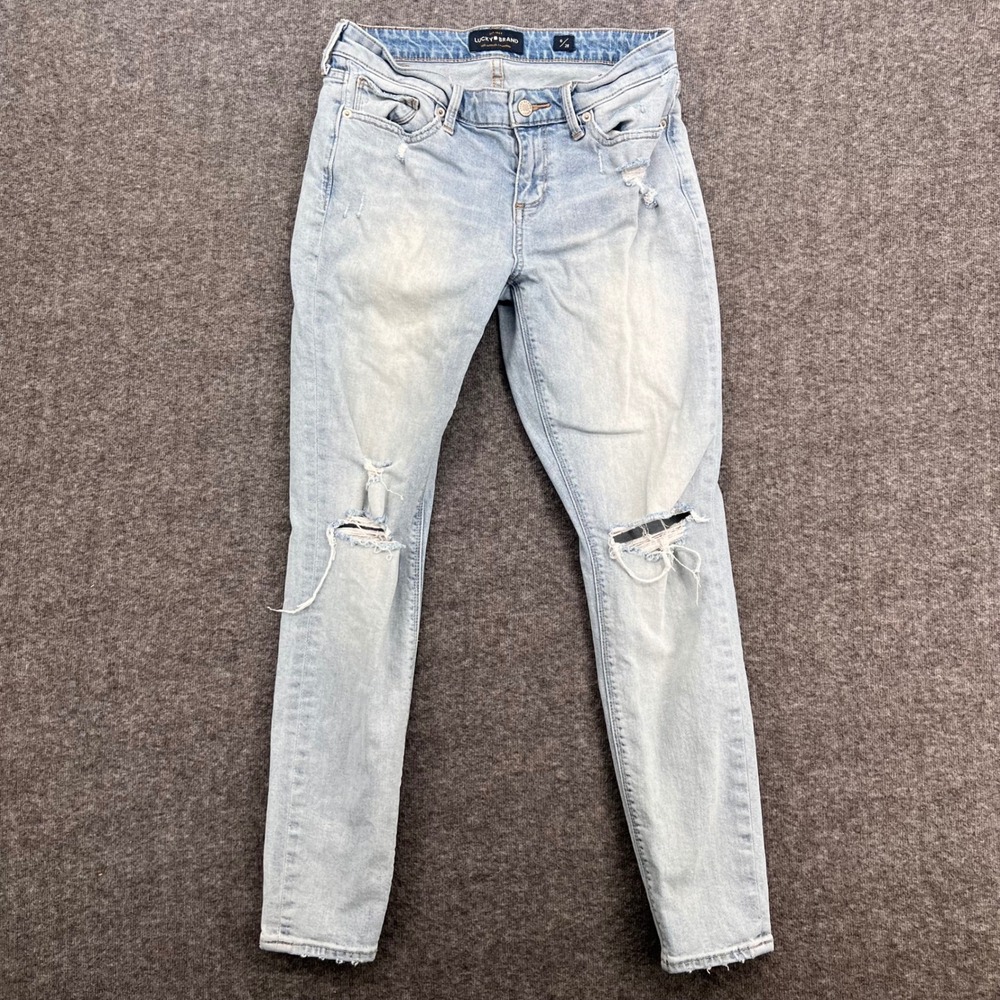 Lucky Brand Womens Light Wash Distressed Ripped Knee Skinny Jeans Size 6 28